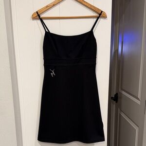 Morgan de Toi Black Mini Dress with Spaghetti Straps